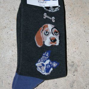 FINE FIT TROUSER SOCKS KING SIZE BLUE NOVELTY DOG